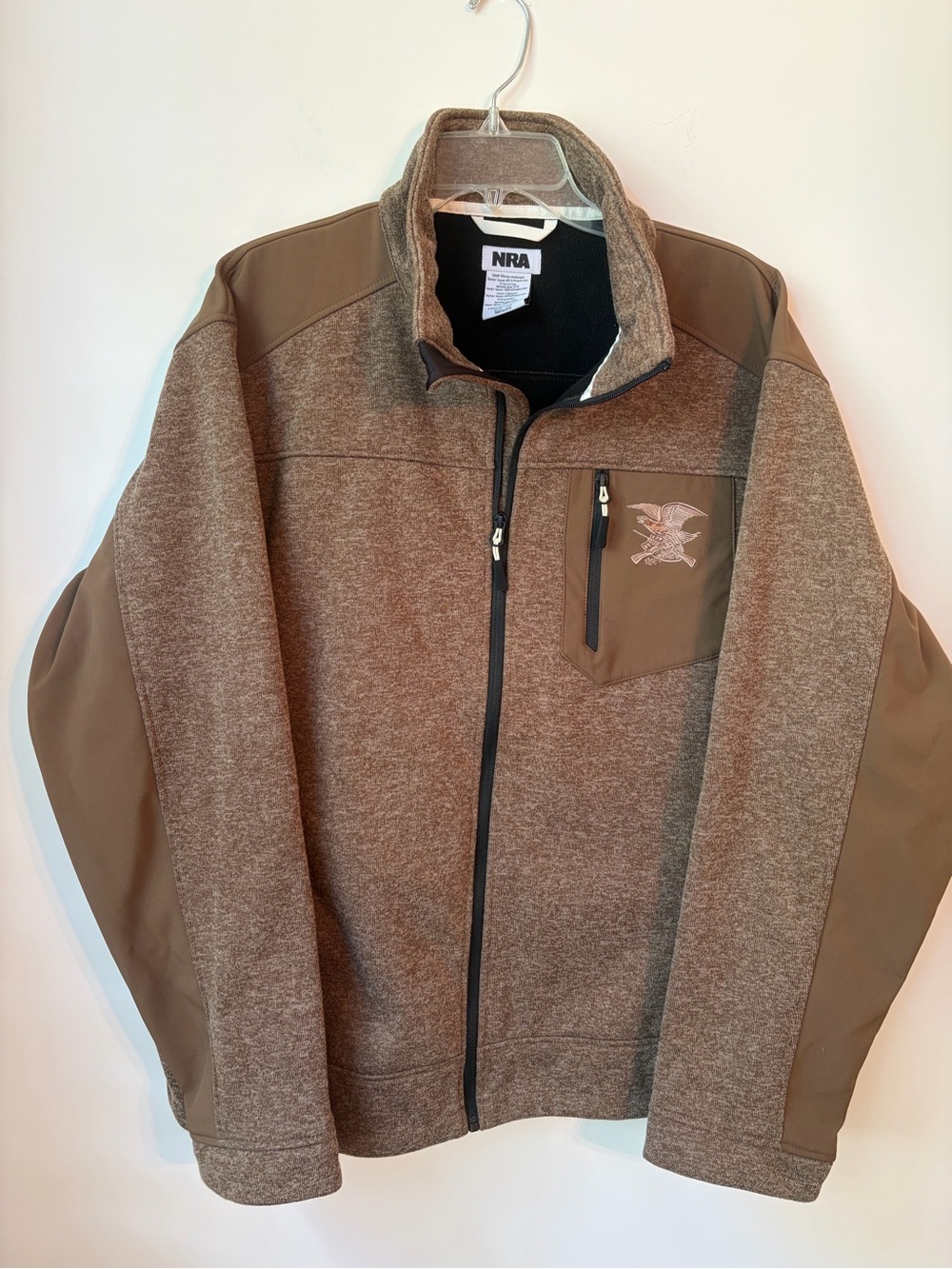 NRA Mens Dakota Ridge Performance Jacket 2XL Soft Shell Fleece Brown